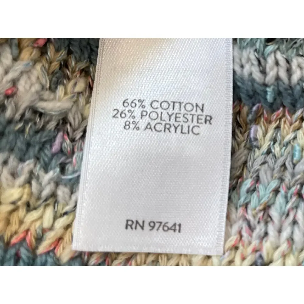 J. Jill Multicolor Cotton Blend Striped 3/4 Sleeve Sweater, Beach Boho, Size XS